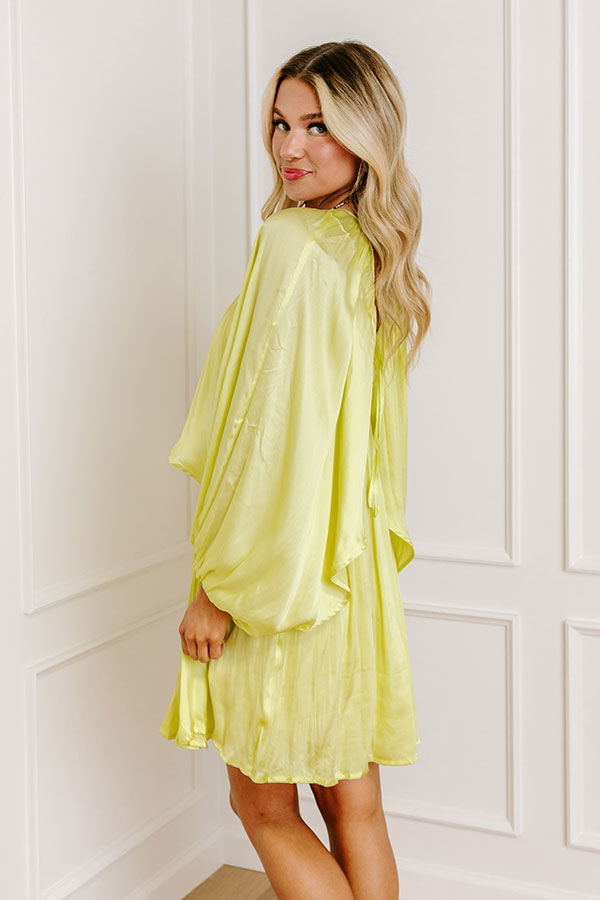 Impressions Impeccably Dressed Satin Dress In Yellow