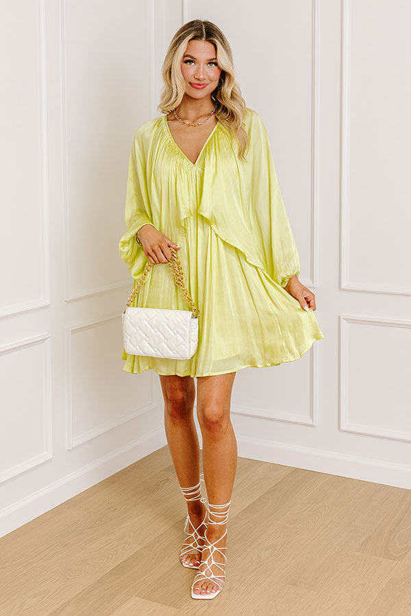 Impressions Impeccably Dressed Satin Dress In Yellow