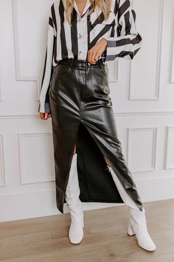 Impressions A Little Bit Flirty Faux Leather Skirt