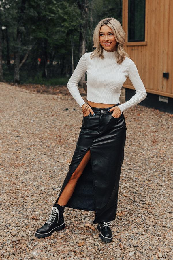 Impressions A Little Bit Flirty Faux Leather Skirt
