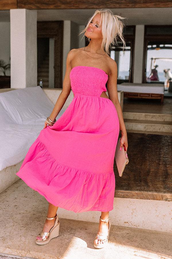 Impressions A Perfect Day Cut Out Midi In Hot Pink