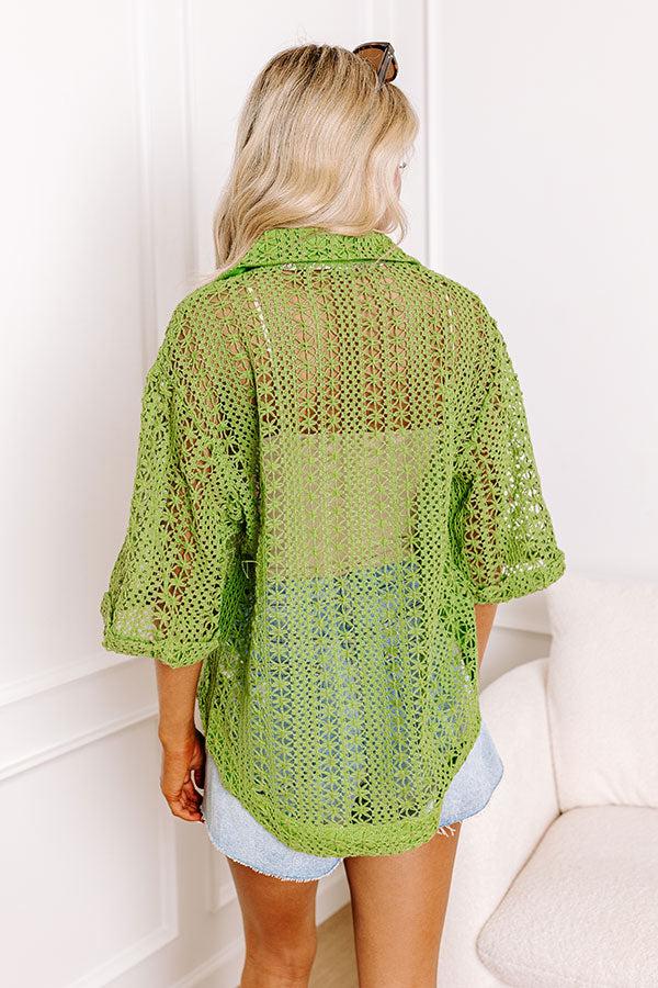 Impressions Adventure Seeker Crochet Top In Lime