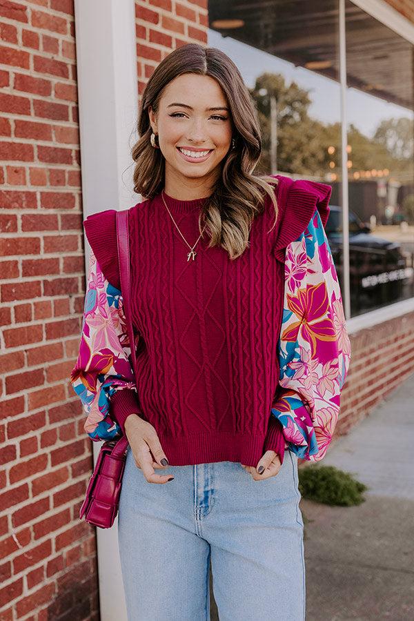 Impressions Afternoon Escape Knit Top In Wine