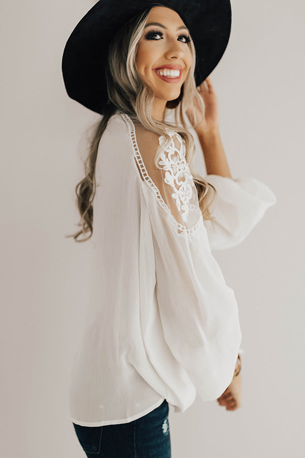 Impressions All Day Chic Lace Top In Cream