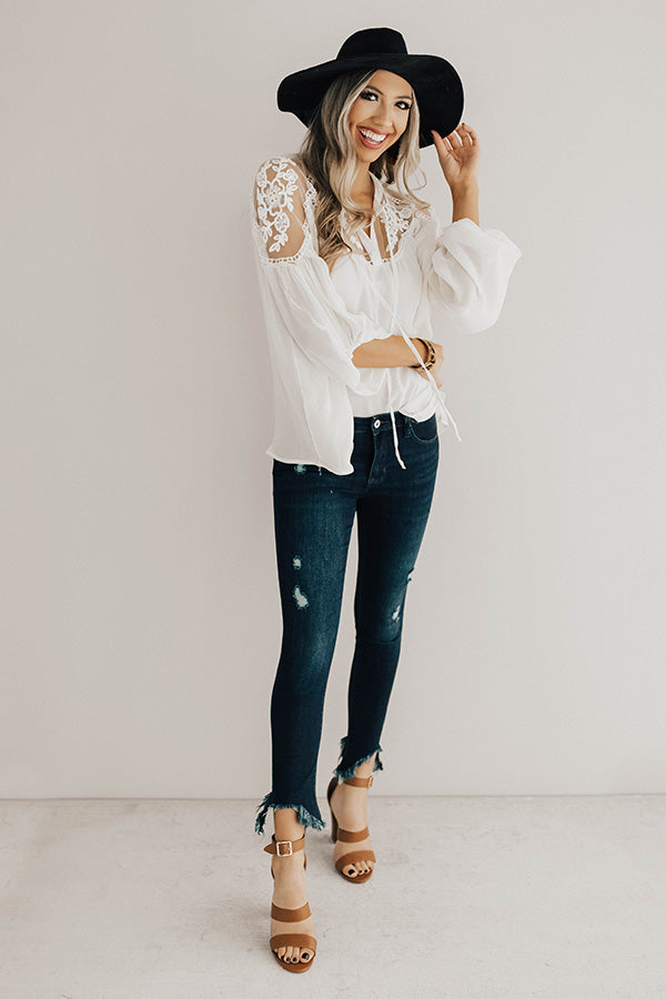 Impressions All Day Chic Lace Top In Cream