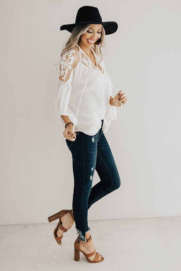 Impressions All Day Chic Lace Top In Cream