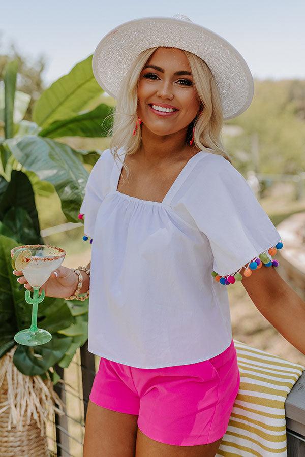 Impressions Aloha State Of Mind Pom Pom Shift Top