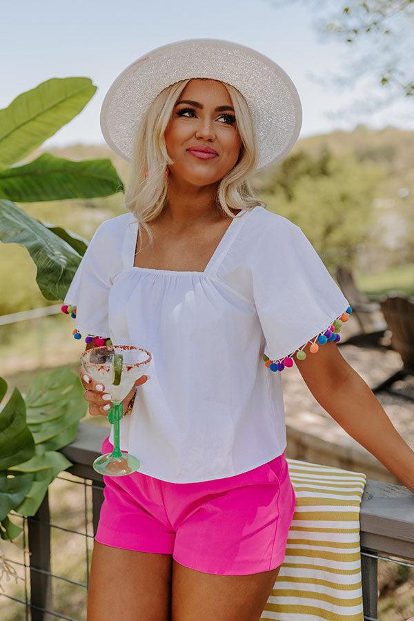 Impressions Aloha State Of Mind Pom Pom Shift Top