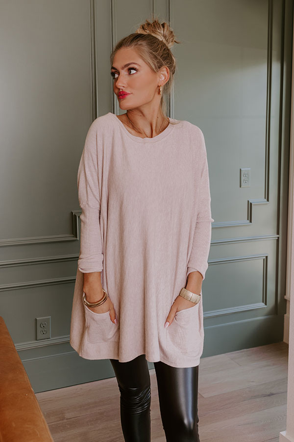 Impressions Always Cozy Sweater Top In Birch