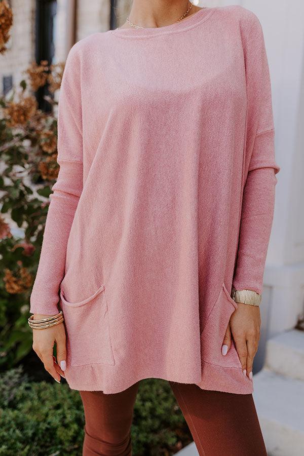 Impressions Always Cozy Sweater Top In Pink