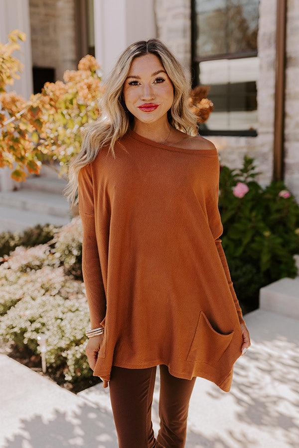 Impressions Always Cozy Sweater Top In Rust