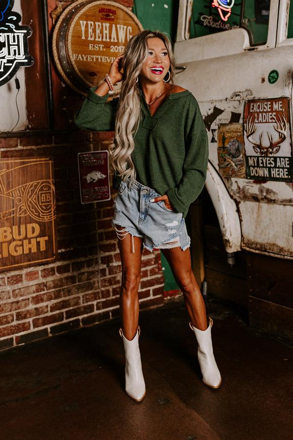 Impressions Always There For You Knit Top In Olive