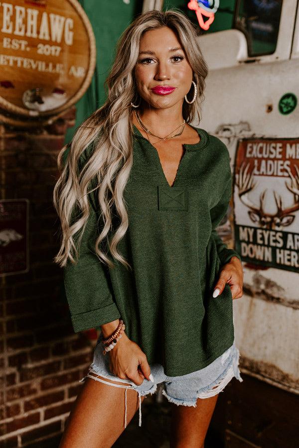 Impressions Always There For You Knit Top In Olive