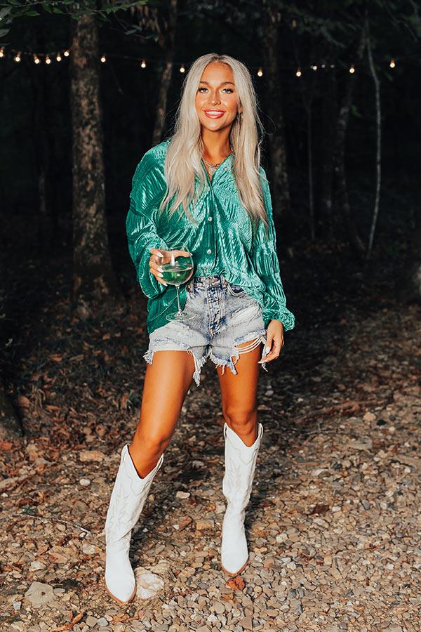 Impressions Amazing Views Velvet Top In Jade