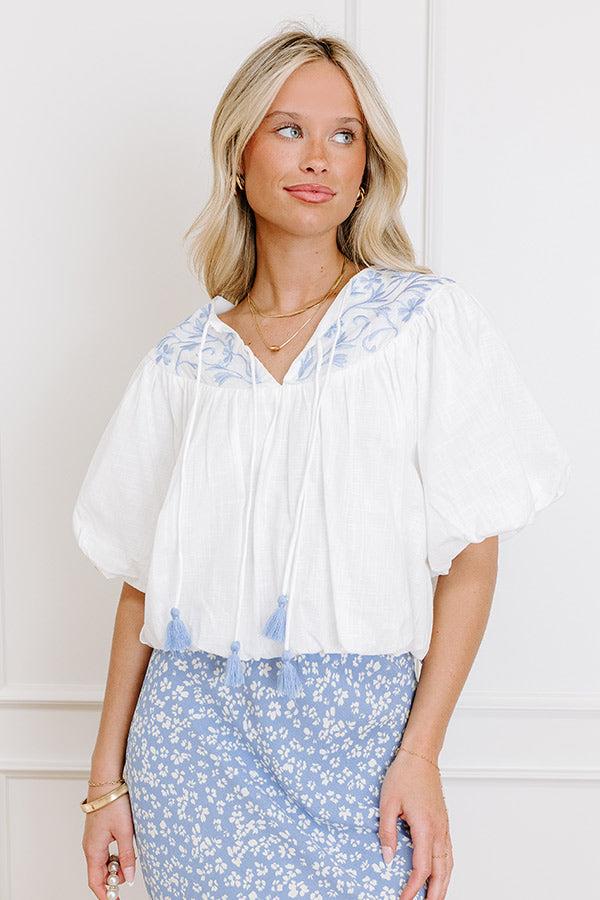 Impressions Antigua Bound Embroidered Top In White