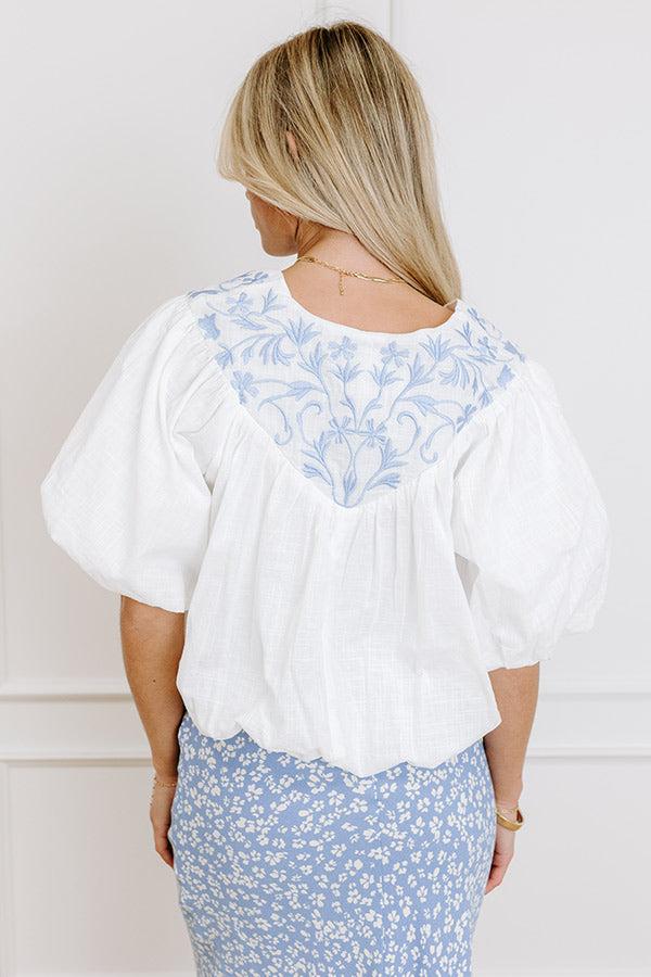 Impressions Antigua Bound Embroidered Top In White