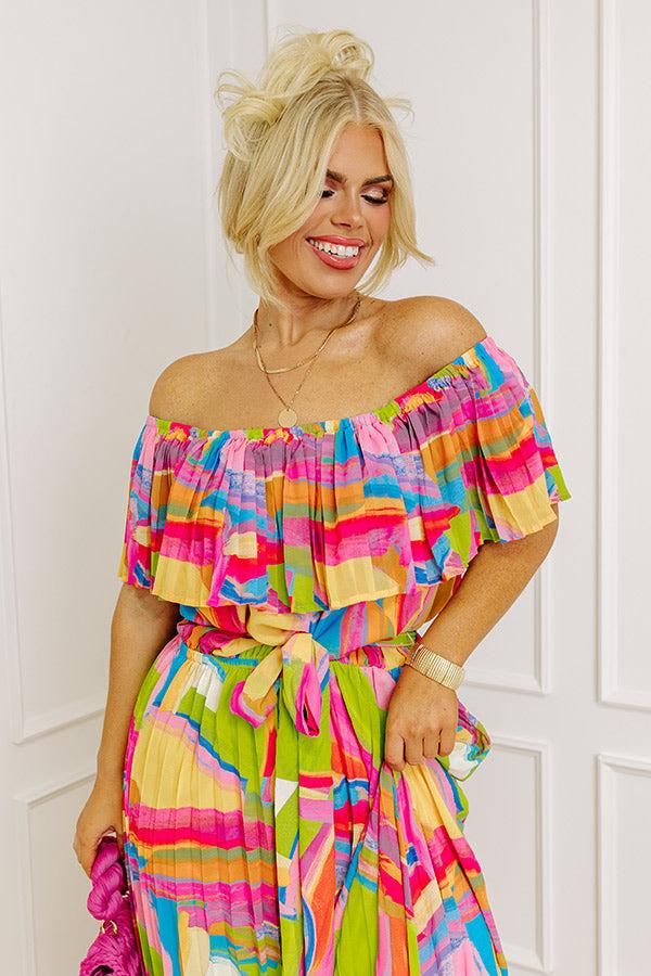 Impressions Antigua Vacay Pleated Midi Curves