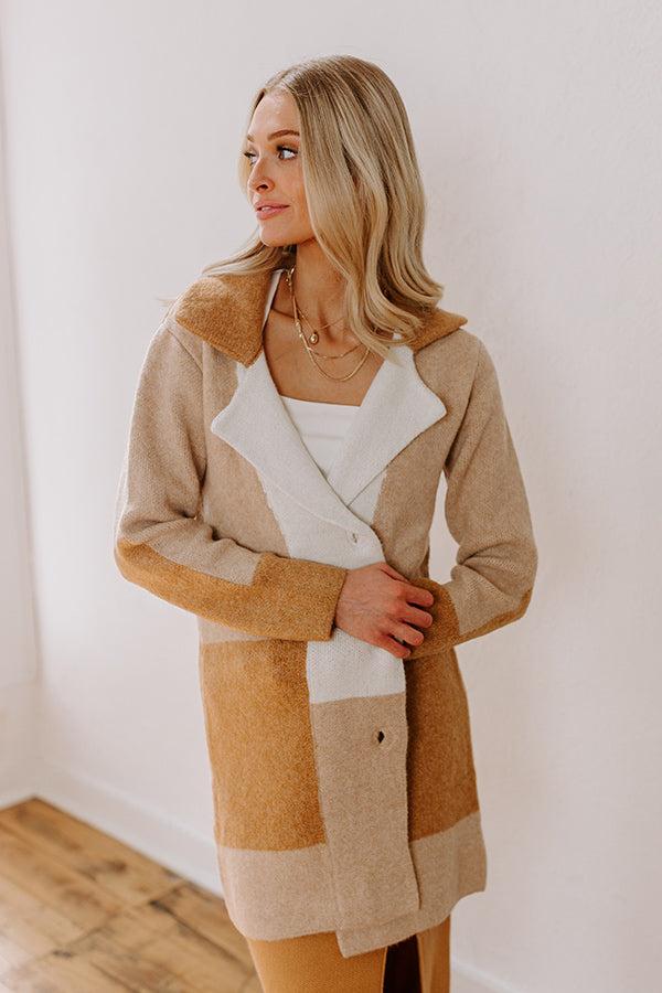 Impressions Apple Spiced Wishes Knit Coat In Camel
