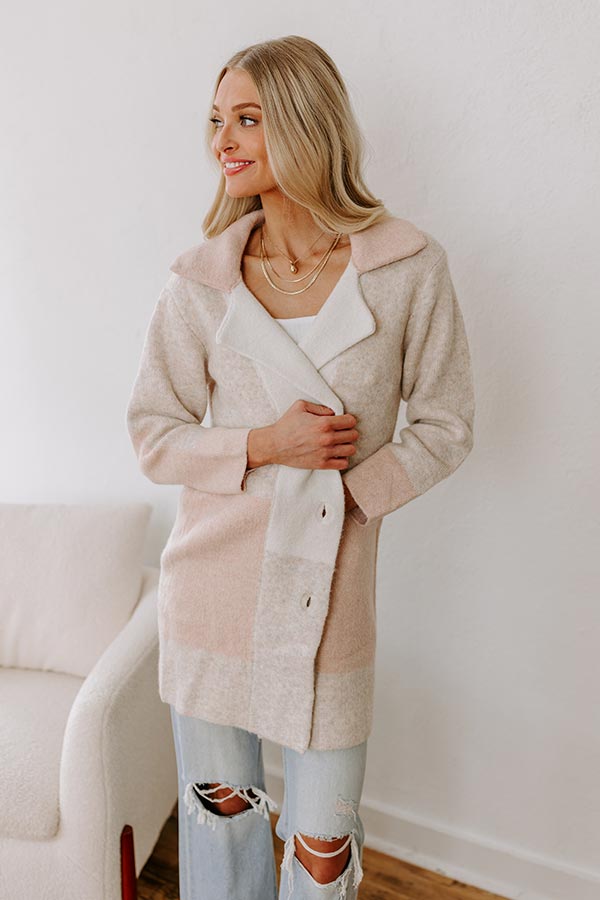 Impressions Apple Spiced Wishes Knit Coat In Pink