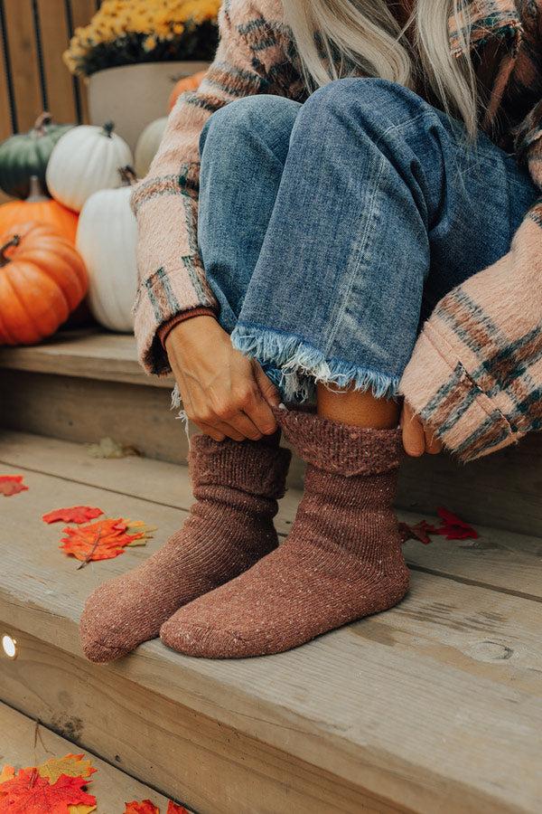Impressions Autumn Charm Knit Socks In Rustic Rose