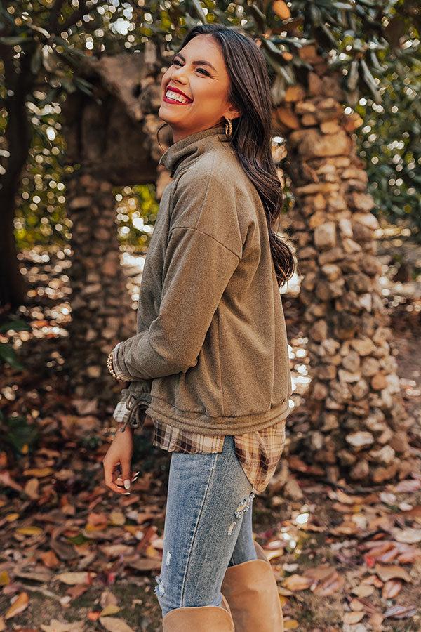 Impressions Autumn Color Sweater Top In Olive