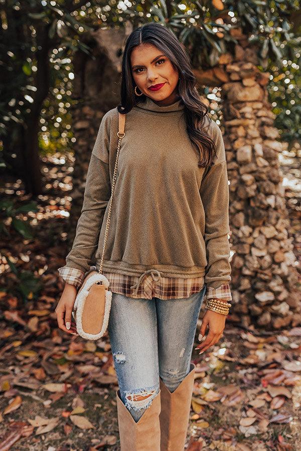 Impressions Autumn Color Sweater Top In Olive