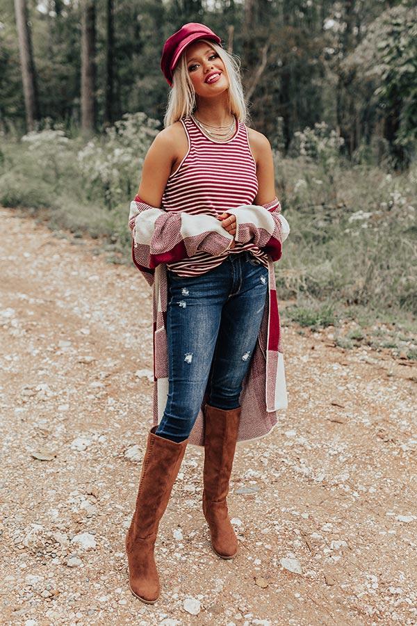 Impressions Back Together Stripe Tank In Wine
