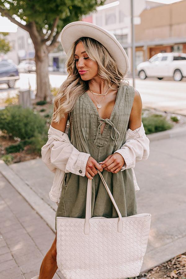 Impressions Bae Watch Denim Romper In Olive