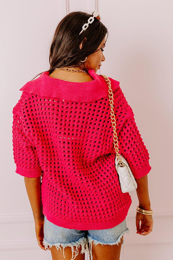 Impressions Beachside Bliss Knit Top In Hot Pink