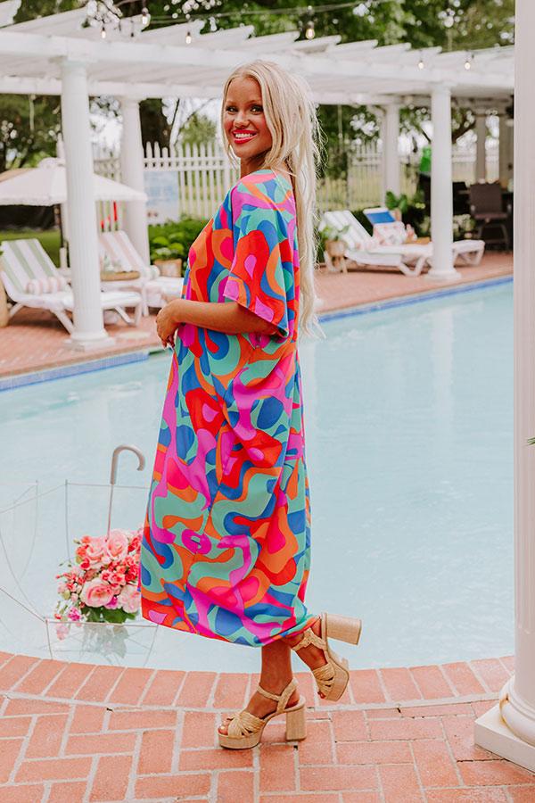 Impressions Beachy Days Caftan Midi In Ocean Wave