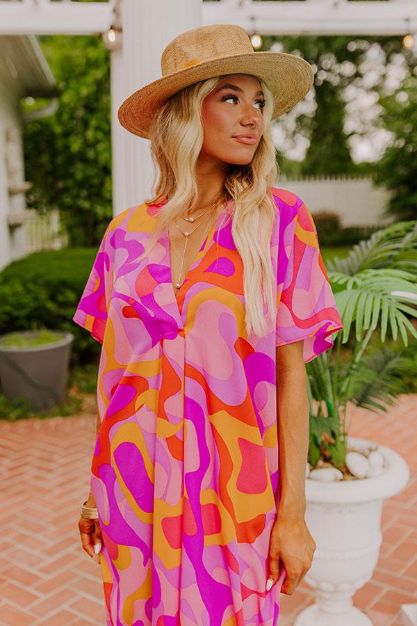 Impressions Beachy Days Caftan Midi In Pink