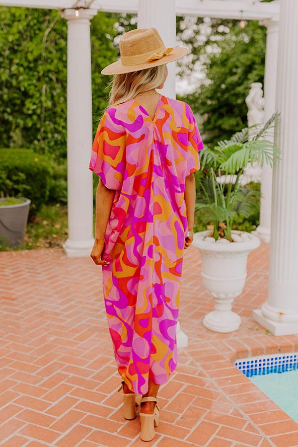 Impressions Beachy Days Caftan Midi In Pink
