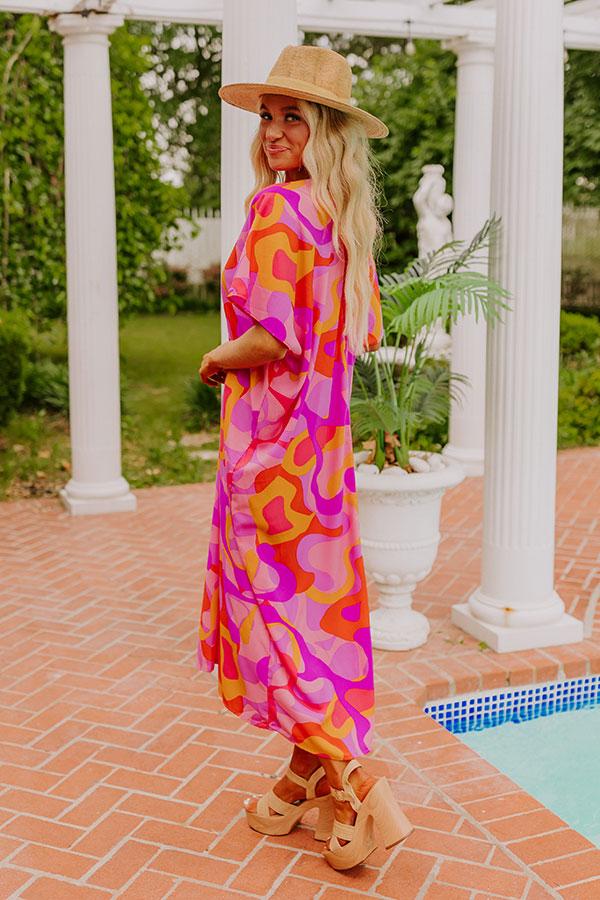 Impressions Beachy Days Caftan Midi In Pink