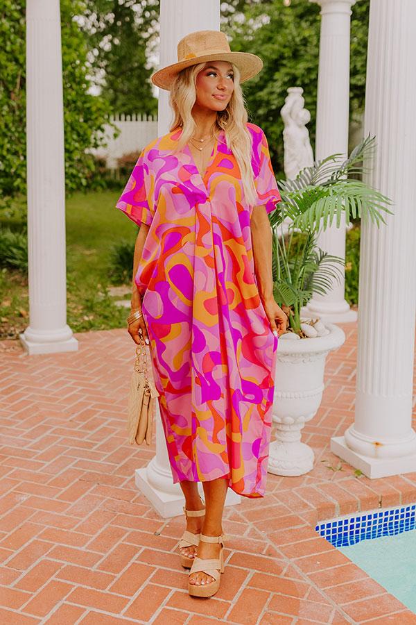 Impressions Beachy Days Caftan Midi in Pink