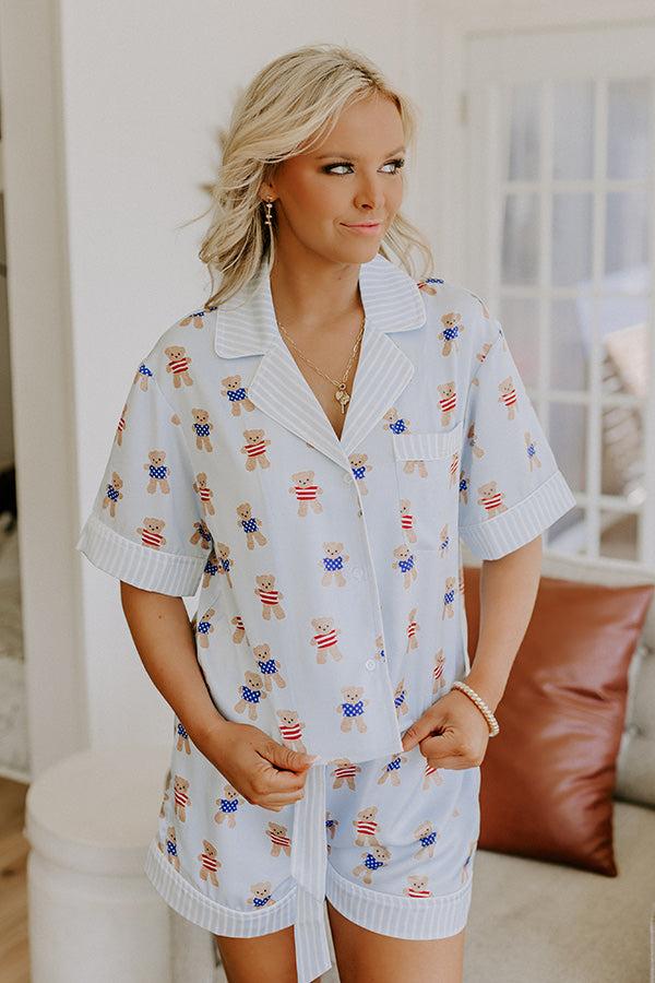 Impressions Beary Patriotic Satin Pajama Shorts