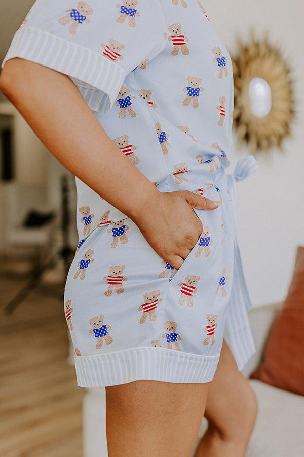 Impressions Beary Patriotic Satin Pajama Shorts