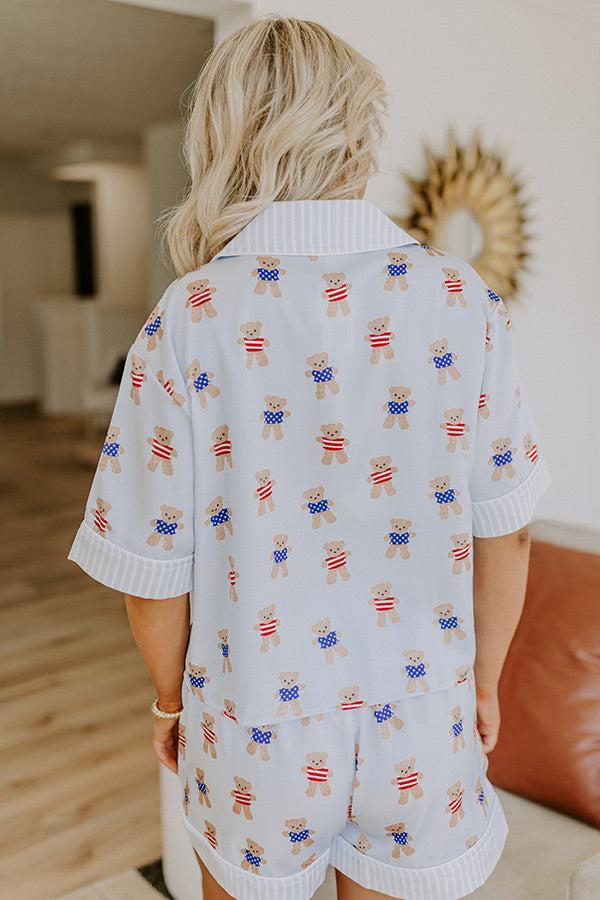 Impressions Beary Patriotic Satin Pajama Top