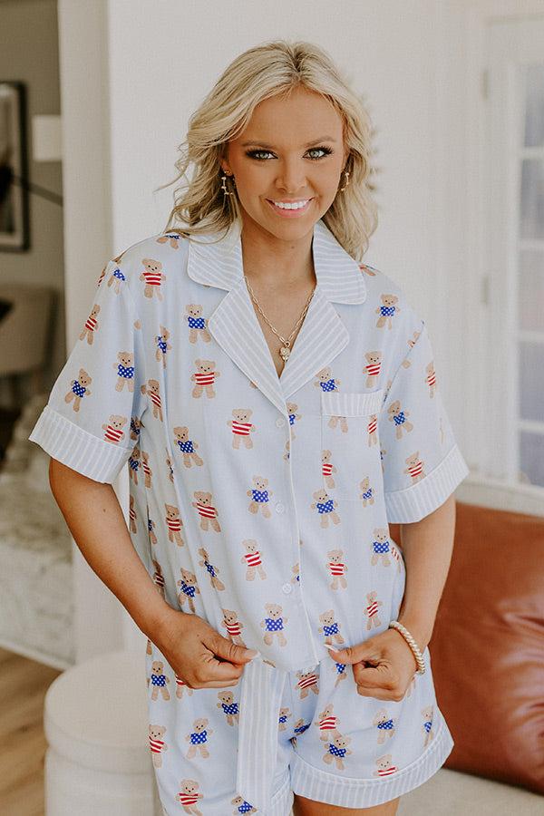 Impressions Beary Patriotic Satin Pajama Top