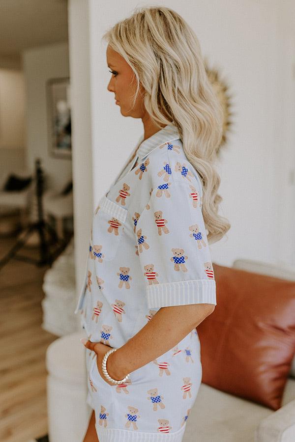 Impressions Beary Patriotic Satin Pajama Top