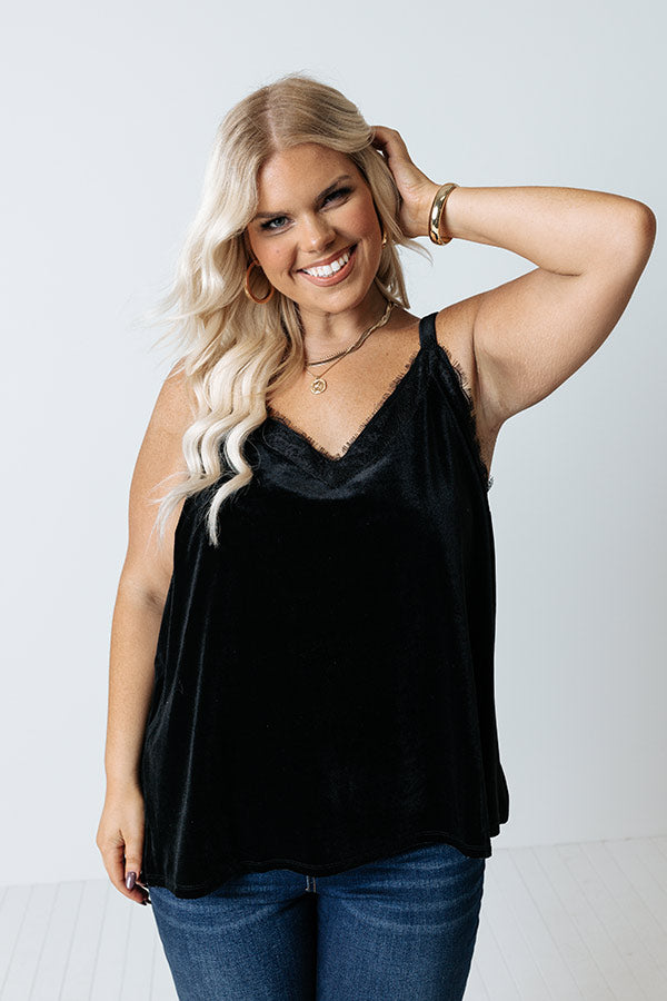 Impressions Best View Velvet Top In Black Curves