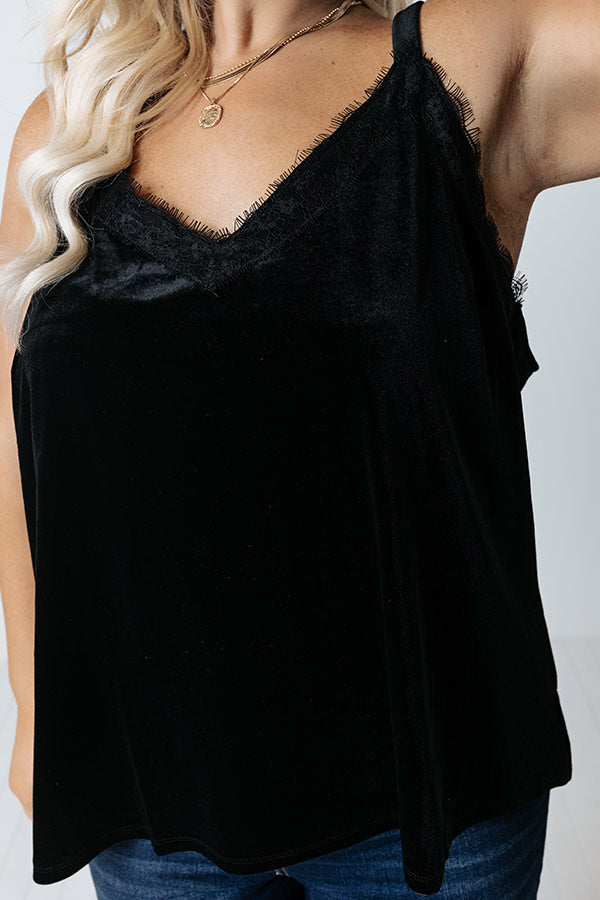Impressions Best View Velvet Top In Black Curves
