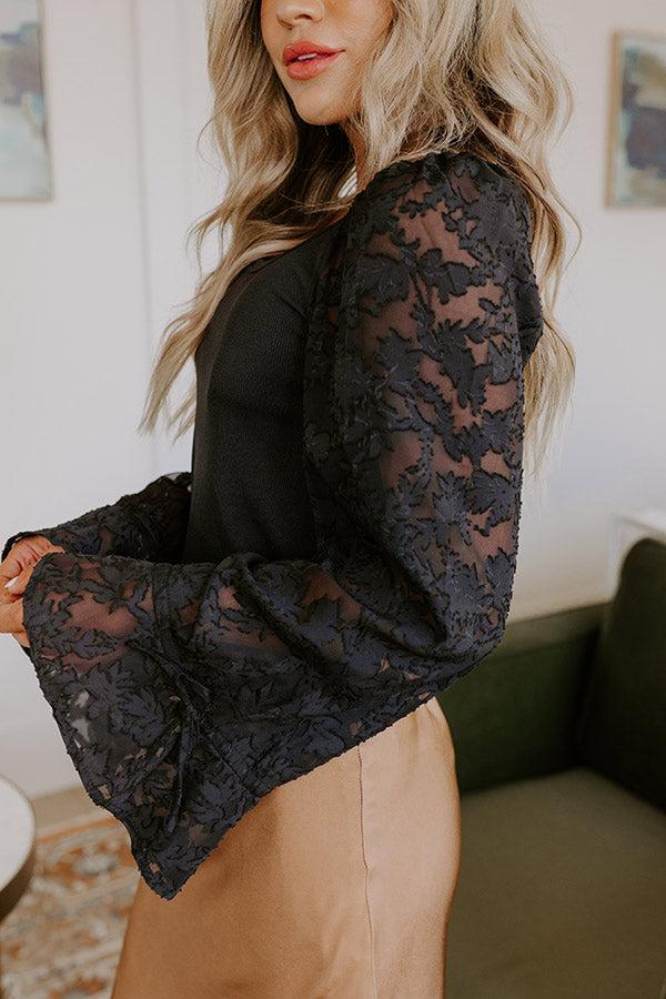 Impressions Blissful Smile Jacquard Top In Black