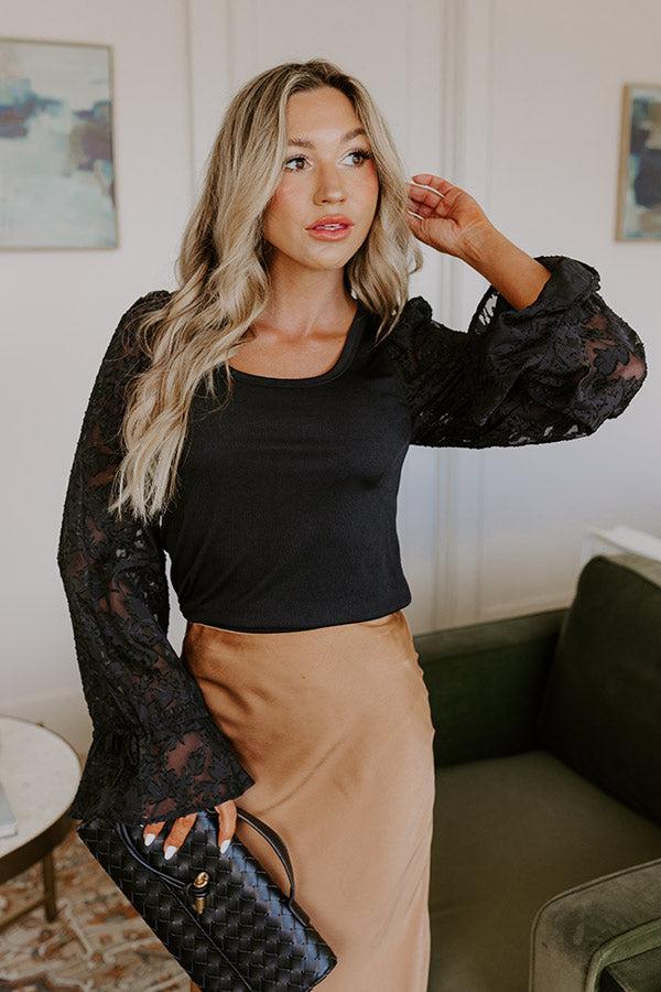 Impressions Blissful Smile Jacquard Top in Black