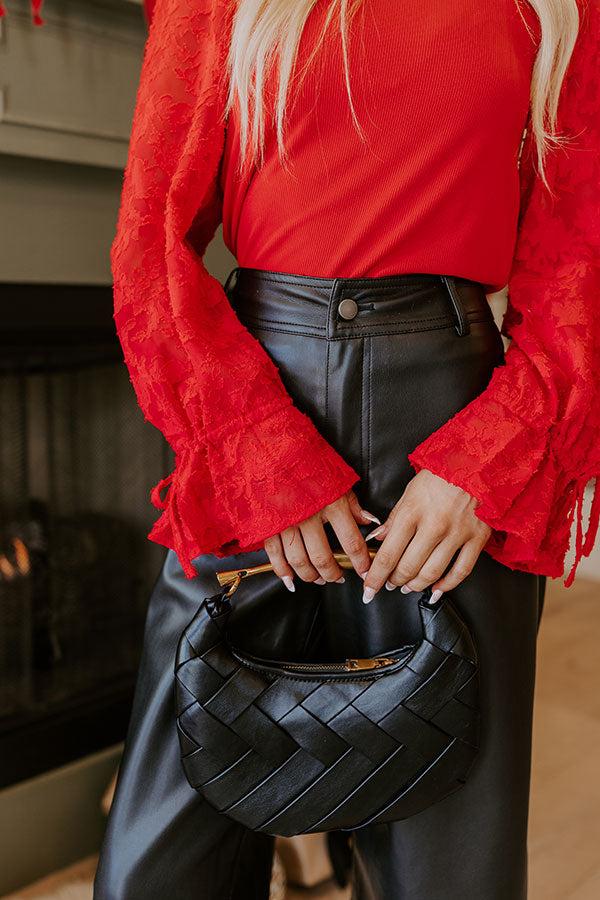 Impressions Blissful Smile Jacquard Top In Red