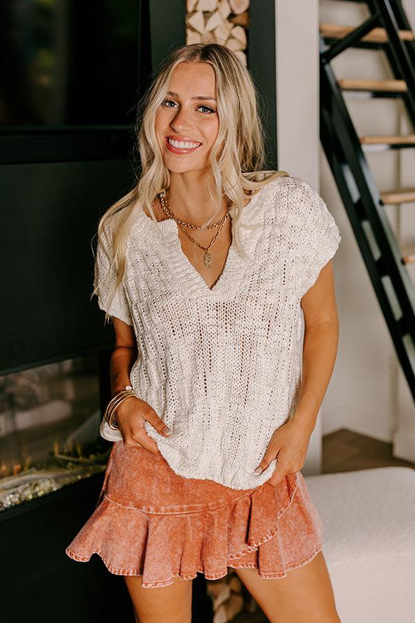 Impressions Block Party Chic Knit Top In Ivory