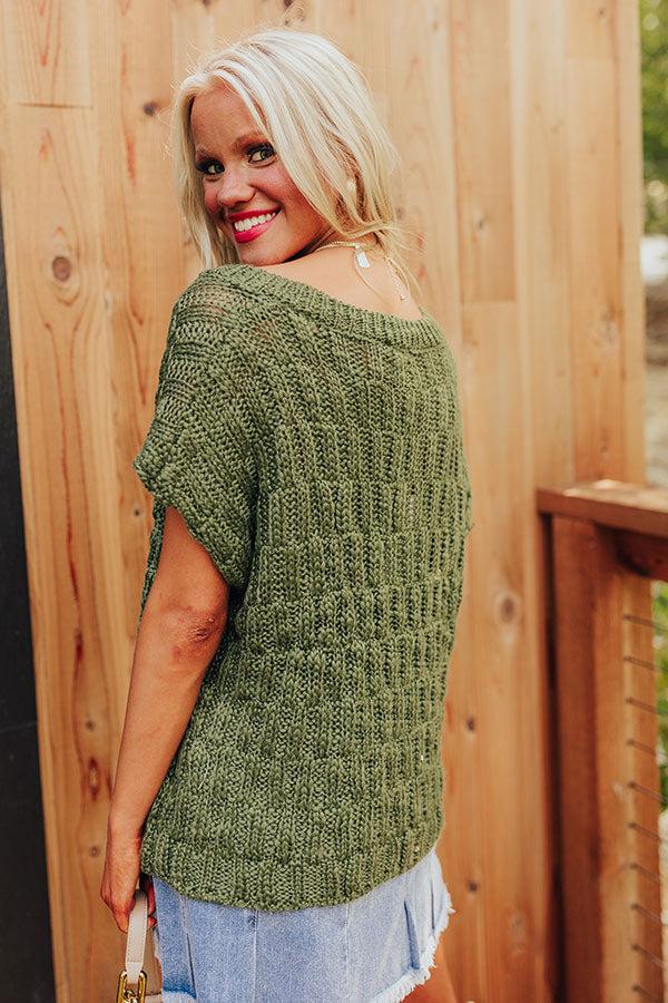 Impressions Block Party Chic Knit Top In Olive