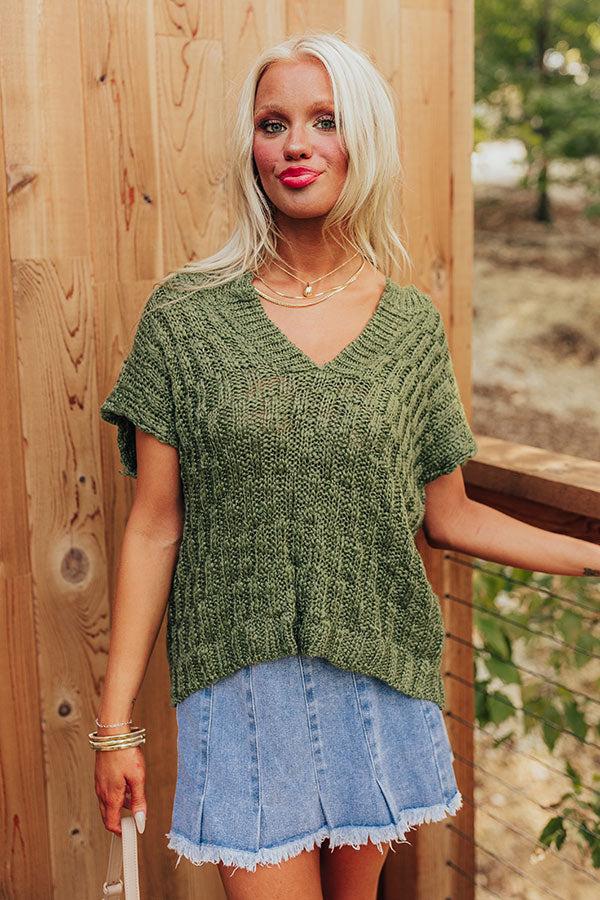 Impressions Block Party Chic Knit Top in Olive