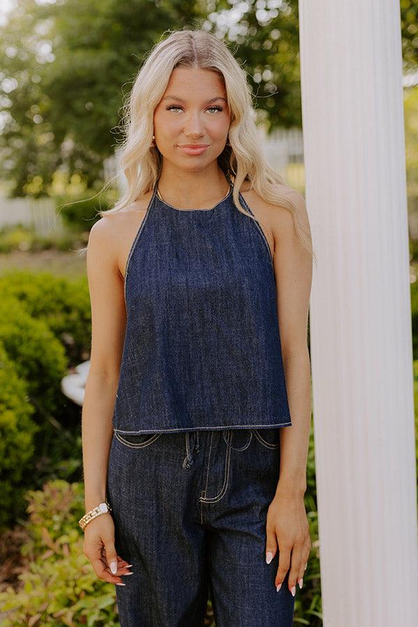 Impressions Block Party Ready Denim Halter Top