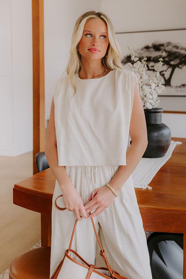 Impressions Boardwalk Stroll Linen-Blend Top