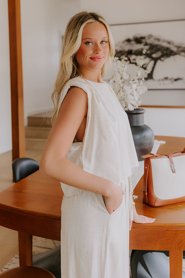 Impressions Boardwalk Stroll Linen-Blend Top